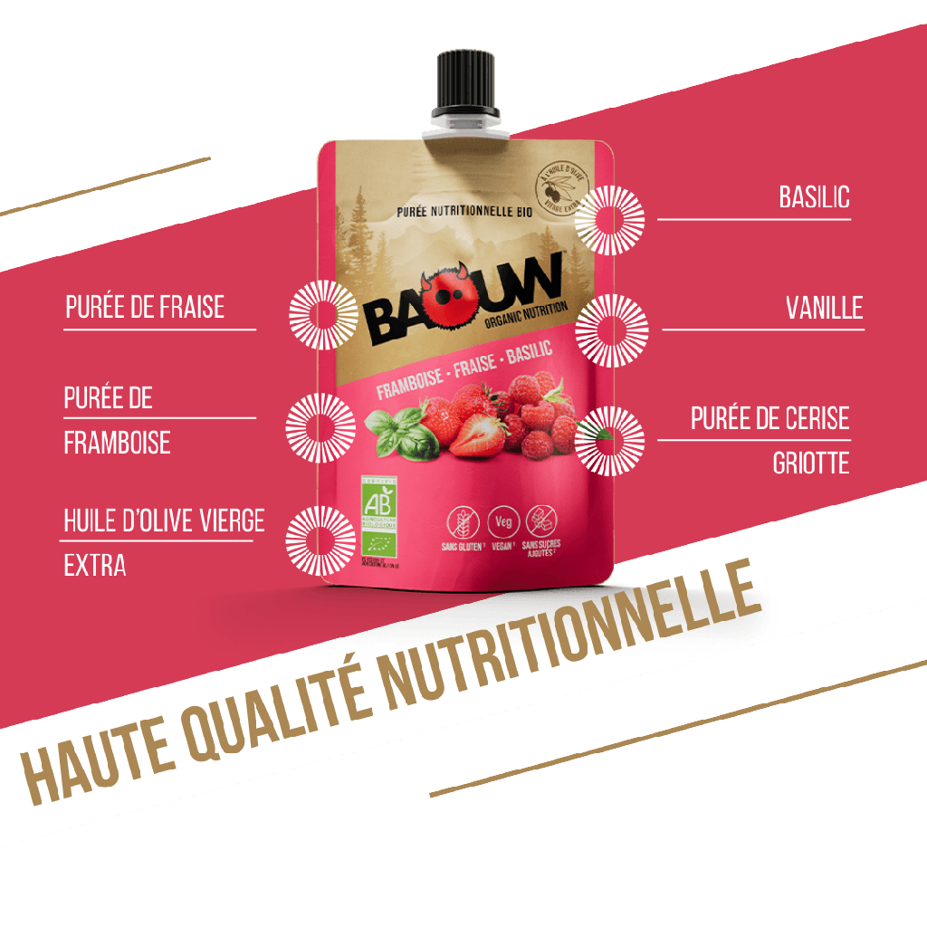 BAOUW - PURÉE FRAMBOISE FRAISE BASILIC