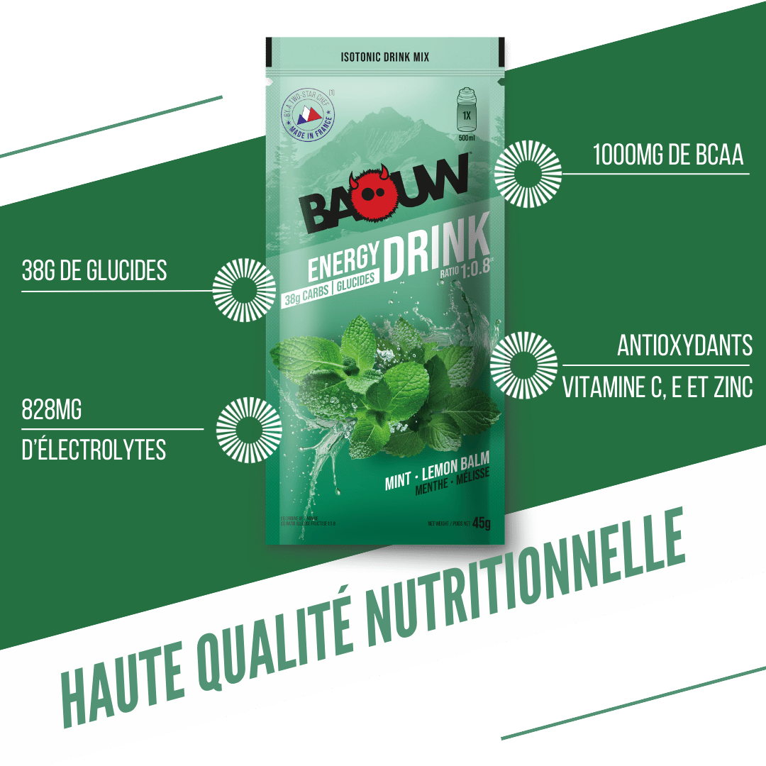 BAOUW - SACHET 45G BOISSON ISOTONIQUE MENTHE / MELISSE