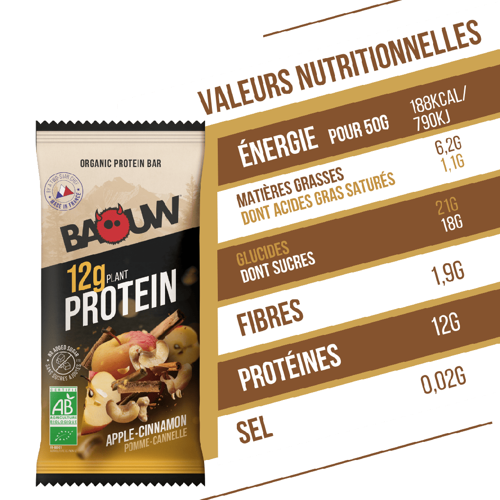 BAOUW - BARRE PROTEINÉE POMME CANNELLE