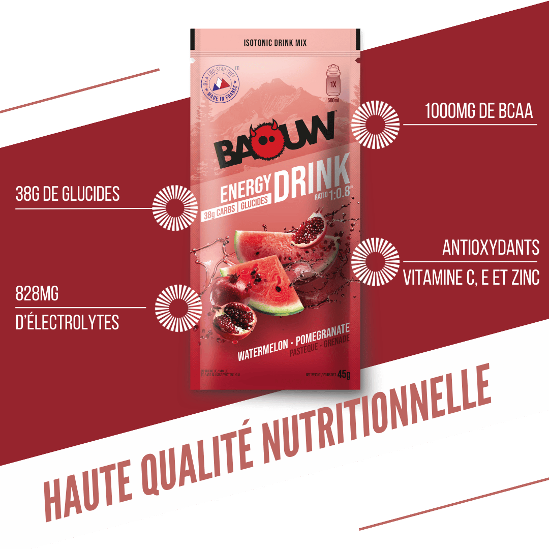 BAOUW - SACHET 45G BOISSON ISOTONIQUE PASTÈQUE / GRENADE