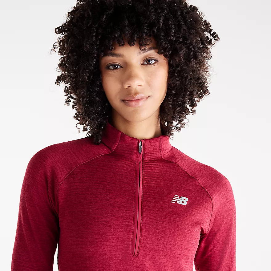 NEW BALANCE - MANCHES LONGUES ATHLETICS HEAT GRID 1/2 ZIP - WOMEN