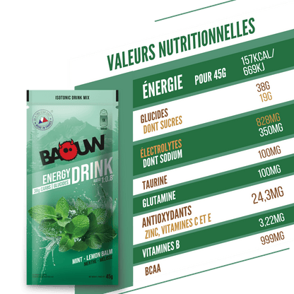 BAOUW - SACHET 45G BOISSON ISOTONIQUE MENTHE / MELISSE