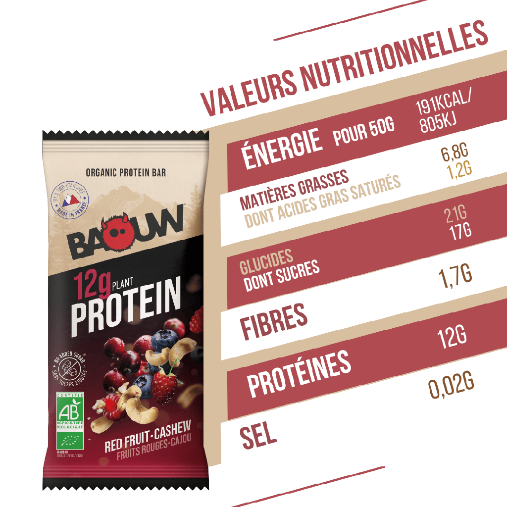 BAOUW - BARRE PROTÉINÉE FRUITS ROUGES CAJOU