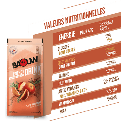 BAOUW - SACHET 45G BOISSON ISOTONIQUE PÊCHE / ROMARIN