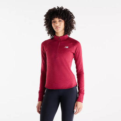 NEW BALANCE - MANCHES LONGUES ATHLETICS HEAT GRID 1/2 ZIP - WOMEN